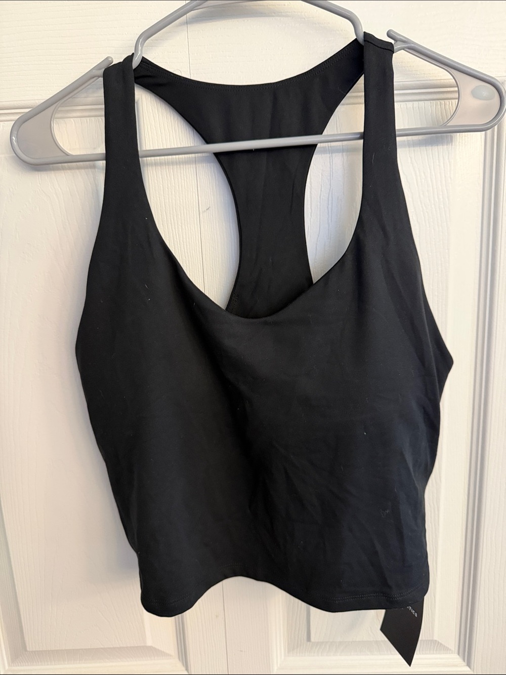 Fabletics Black Scoop Neck Active Top with built in bra